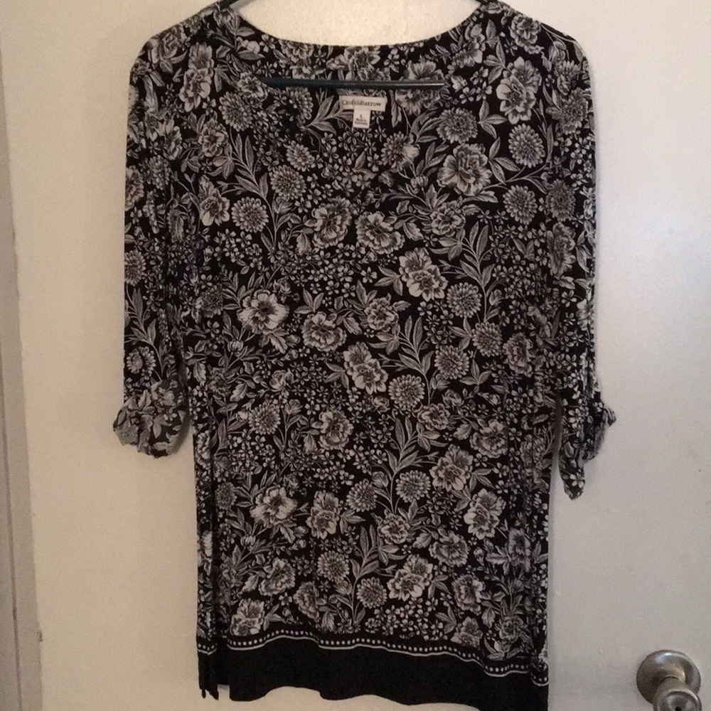 Black and white floral shirt